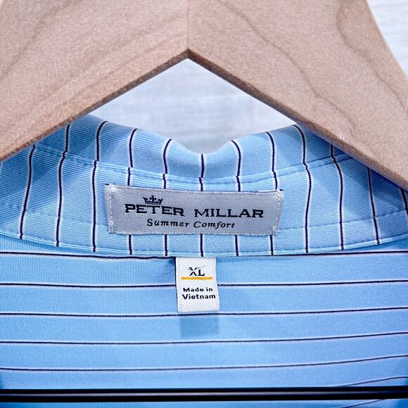 Kiawah Ocean Course Peter Millar Summer Comfort Golf Polo Blue Stripe Mens XL - Picture 6 of 7